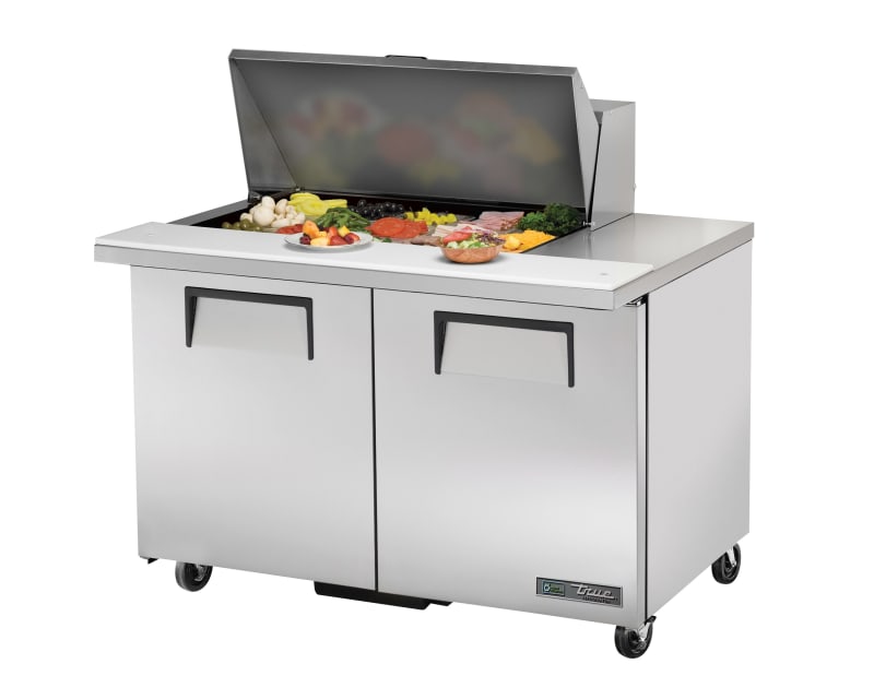 True TSSU-48-15M-B-HC 48" Mega Top Sandwich/Salad Prep Table With Two Solid Refrigerated Base