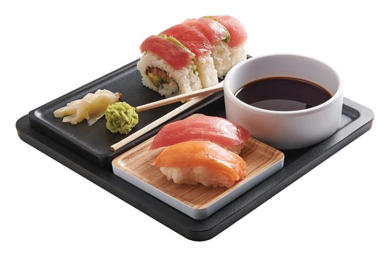 Cal-Mil 22099-13 Modular 9" x 9" Black  Rectangular Melamine Tray