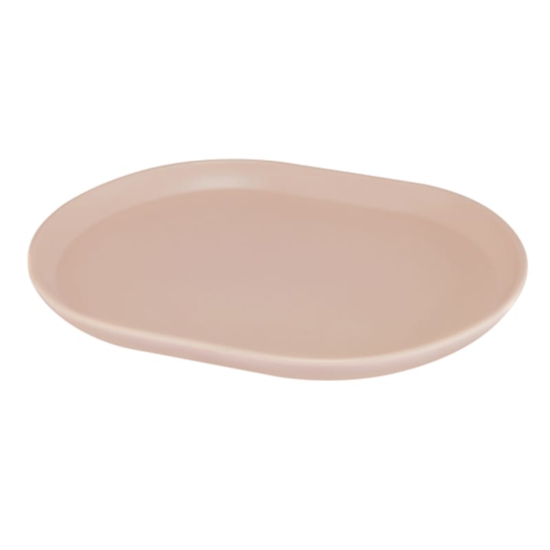 Cal-Mil 22018-108 Hudson 14" x 11 1/4" Blush Raised Rim Oval Melamine Platter