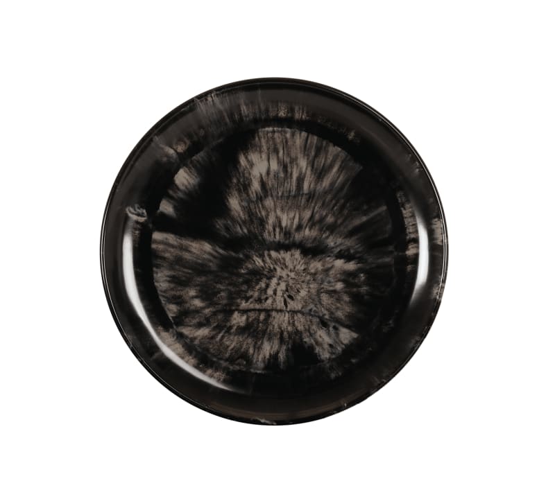 Cal-Mil 22351-10-120 Reactive 10 3/4" Black and White  Round Melamine Plate