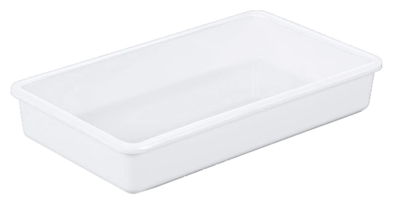 Cal-Mil 3470-15W Enamelware 12" x 7" x 2" White Deep Rectangular Melamine Serving Tray
