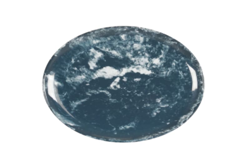 Cal-Mil 22352-11-119 Reactive 10 3/4" x 7 3/4" Blue and White  Oval Melamine Platter