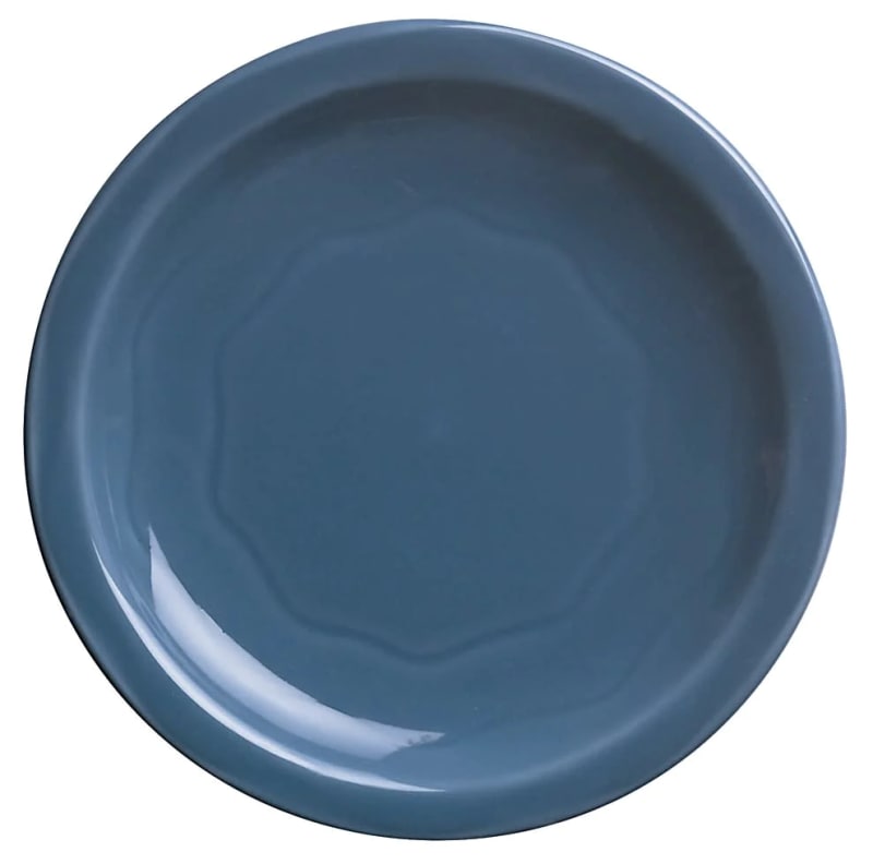Libbey 903032009 Cantina 6 1/4" Blueberry Carved Round Porcelain Plate - 12/Case