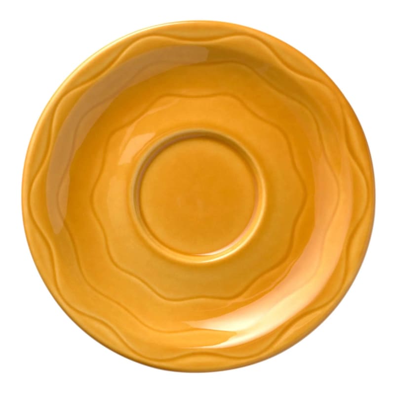 Libbey 903033201 Cantina 6 1/4" Saffron Carved Porcelain Saucer - 12/Case