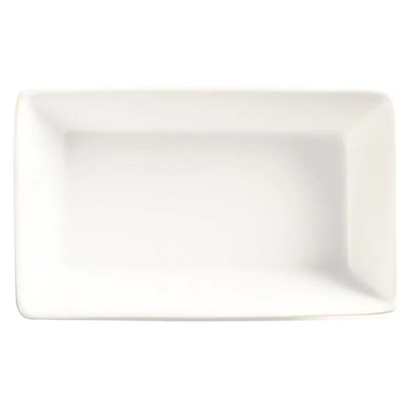 Libbey SL4 4 oz Rectangular Porcelain Sauce Bowl, 4 1/4 x 2 1/2", Bright White, Slate