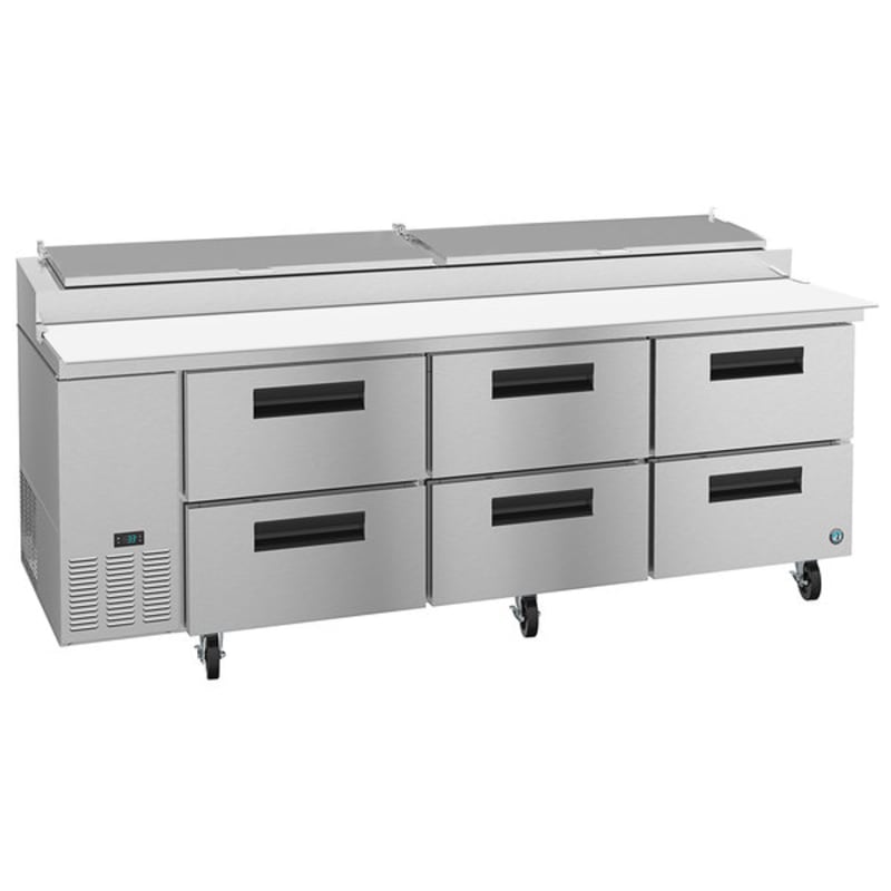 Outlet Hoshizaki PR93A-D6, Refrigerator, Three Section Pizza Prep Table, Stainless Drawers