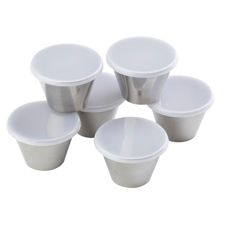 TableCraft 10769 Cash & Carry Round Ramekins with Lids Clear Stainless Steel 3 Oz