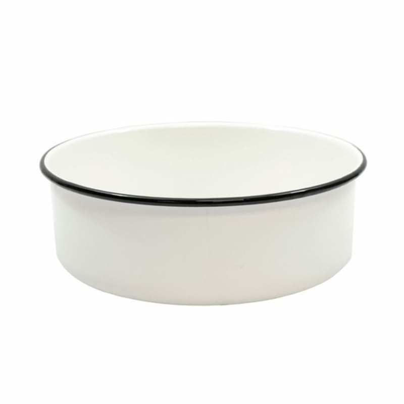 TableCraft 80017 Enamelware Collection Round Serving Bowl - Quarts Black/White Enamel  4.25 Qt