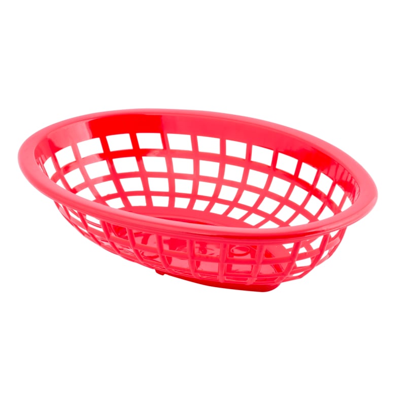 TableCraft 1071R Oval Serving Basket Red Polyethylene 8" x 5.38" x 2"