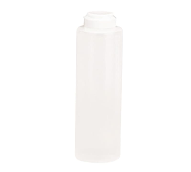 TableCraft 2112C-1 Squeeze Bottle Clear Polyethylene 1.5" White Hinged Top 12 Oz