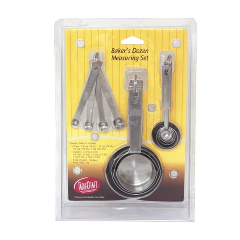 TableCraft H726 Cash & Carry Baker's DOzen Measuring Set Stainless Steel (202) Includes H723 H725 H722A 8" x 2.75" x 11.50"
