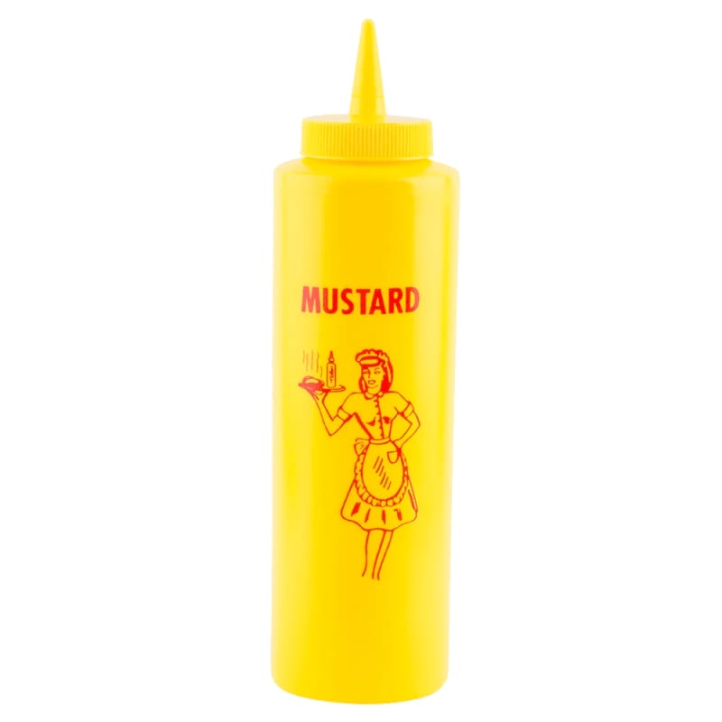 TableCraft 1112M Squeeze Bottle Nostalgia Imprint Mustard Polyethylene 12 Oz