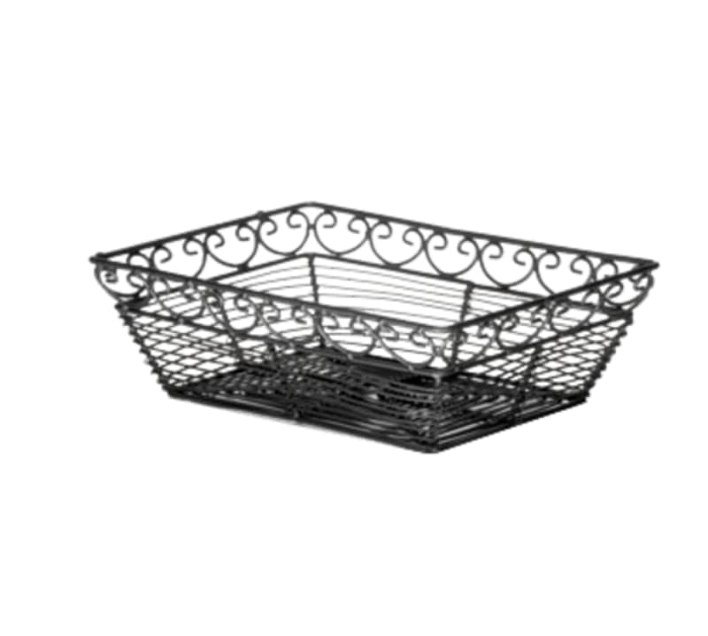 TableCraft BK27209 Mediterranean Collection Rectangular Basket Oz Black Powder Coated 9" x 6" x 2.62"