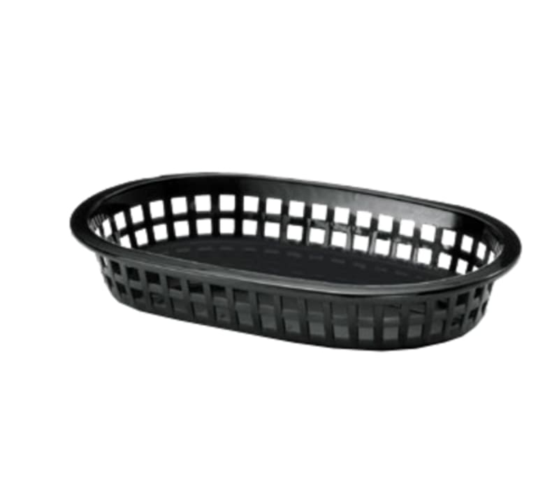 TableCraft 1073BK Oval A La Carte Basket Black Polypropylene 9.25" x 6" x 1.55"