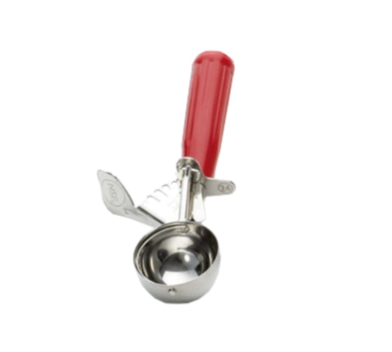 TableCraft 2124 Cash & Carry Disher Size 24 Stainless Steel Red Handle  1.5 Oz