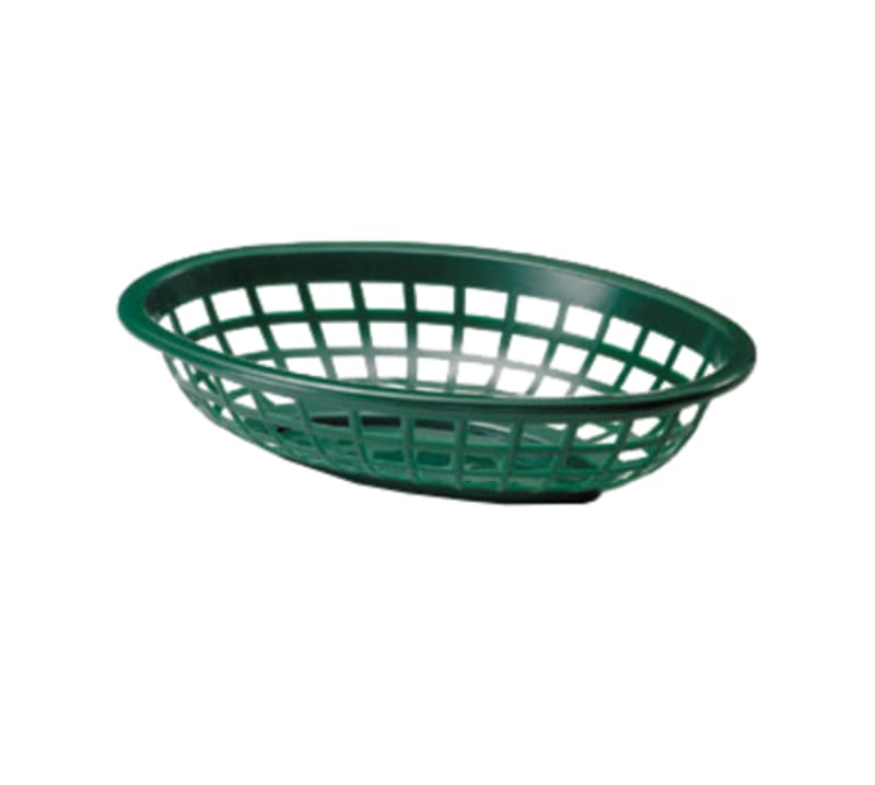 TableCraft 1071FG Oval Serving Basket Forest Green Polyethylene 7.94" x 5.38" x 2"
