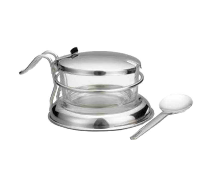 TableCraft 357 Cash & Carry Condiment Set Glass (Clear Glass) Includes Jar Base Lid & Spoon  6 Oz