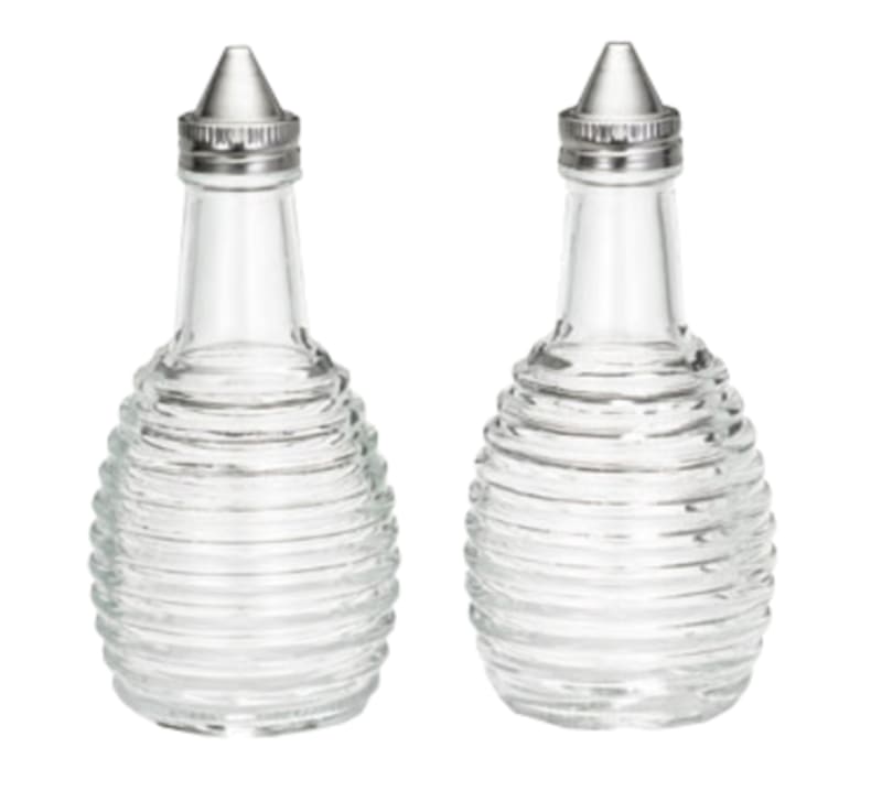 TableCraft BH3 Beehive Collection Oil & Vinegar Bottles Clear Glass 6 Oz