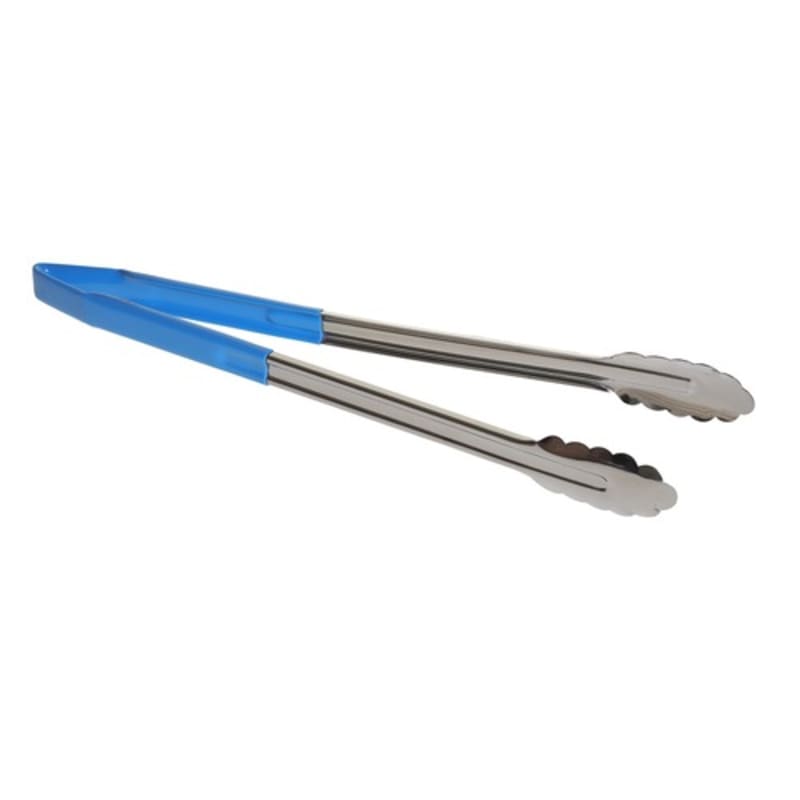 TableCraft 3716BLEU Tongs Blue Stainless Steel 16.25" x 1.50" x 1.25"