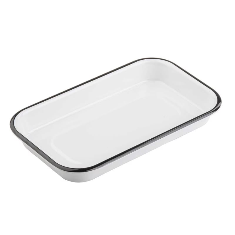 TableCraft 11671 Canteen Collection Eighth Size Sheet Pan White/Black Melamine (Decaled) 10.12" x 6" x 1.12"