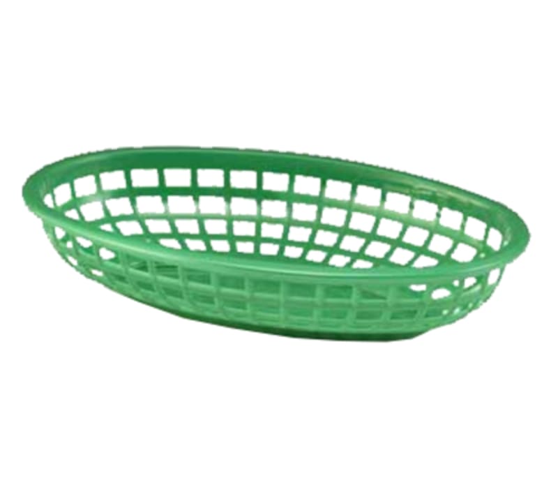 TableCraft 1074G Oval Classic Basket Green Polyethylene 9.38" x 6.25" x 1.88"