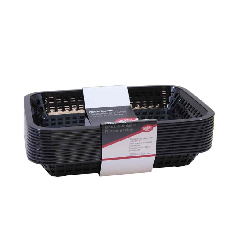 TableCraft C1077BK Cash & Carry Classic Basket Polypropylene Pack of 12 10.75" x 7.75" x 1.50"