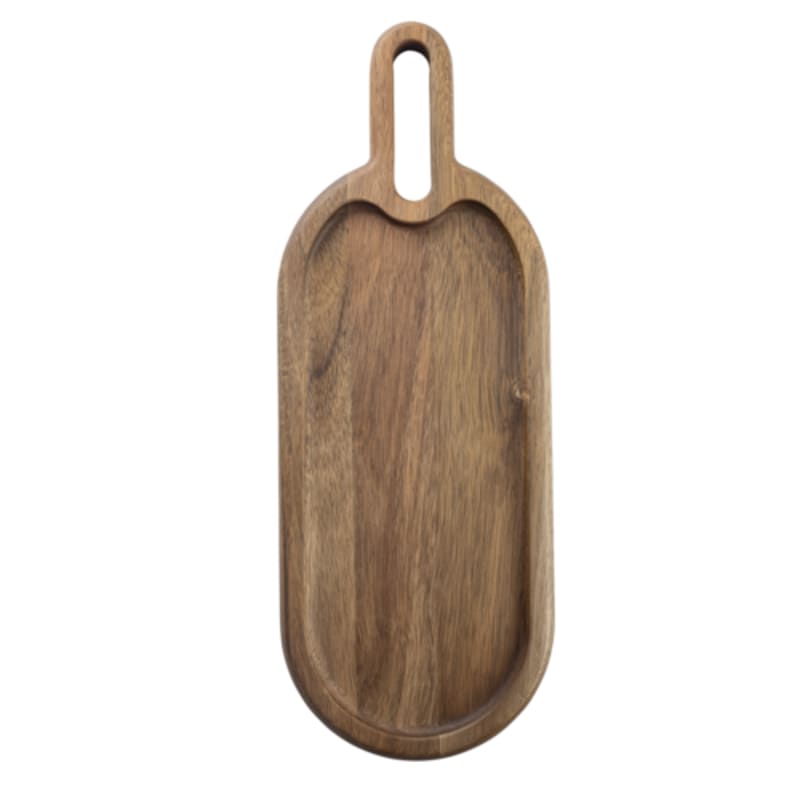 TableCraft 11523 Cash & Carry Acacia Collection Oblong Snack Tray Wood (Acacia) 15" x 5.50" x 0.75"