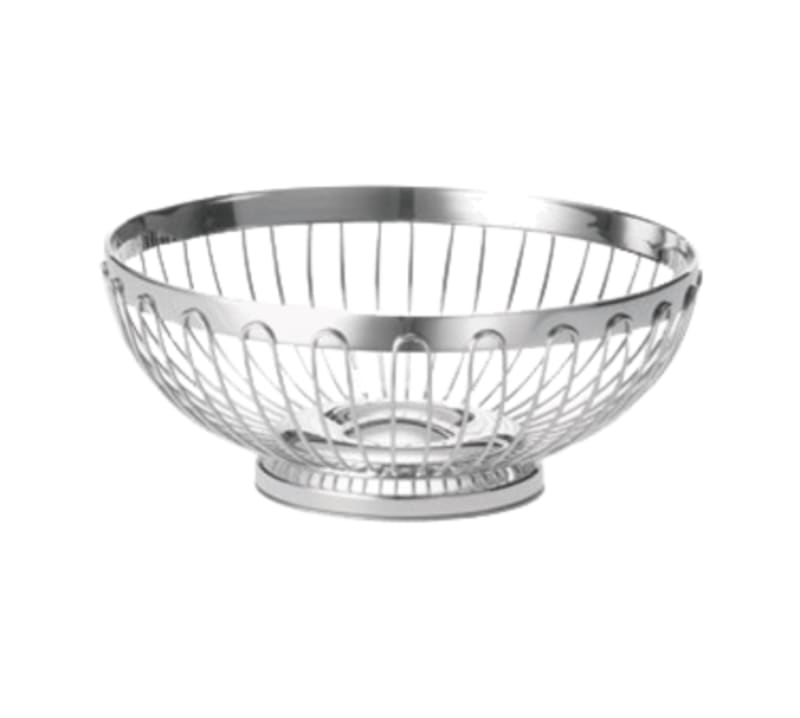 TableCraft 6170 Cash & Carry Round Basket Stainless Steel 8" x 8" x 3.25"