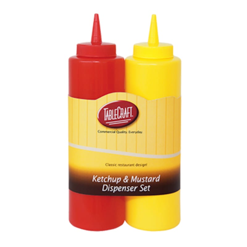 TableCraft 112KM Cash & Carry Squeeze Bottle Red Polyethylene Set of 2 12 Oz