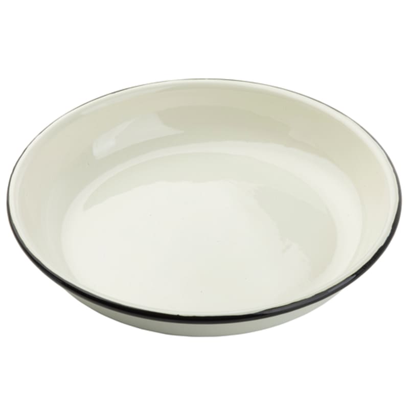 TableCraft 11155 Enamelware Collection Round Pasta Plate Black/White Enamel 24 Oz