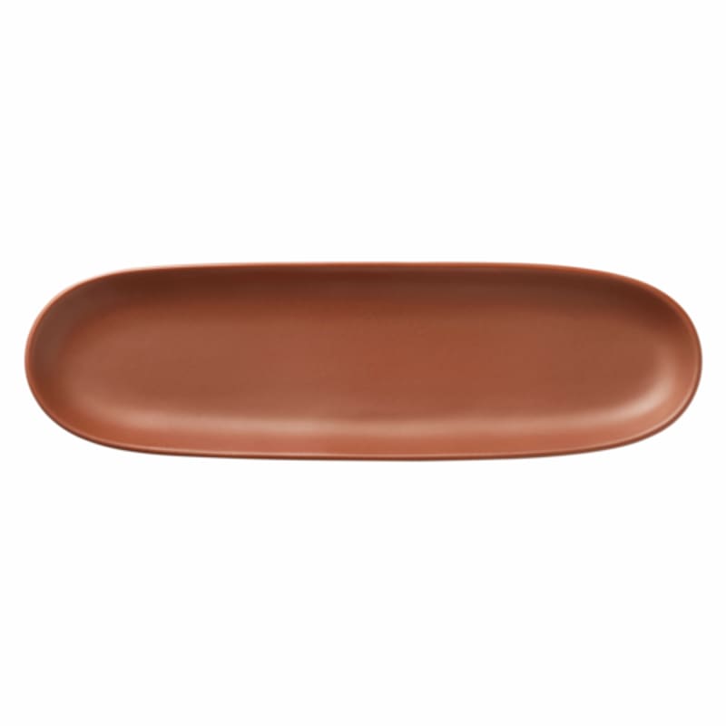 Libbey DRI-11-C Driftstone 13.25" x 4" Oval Clay-Color Coupe Tray