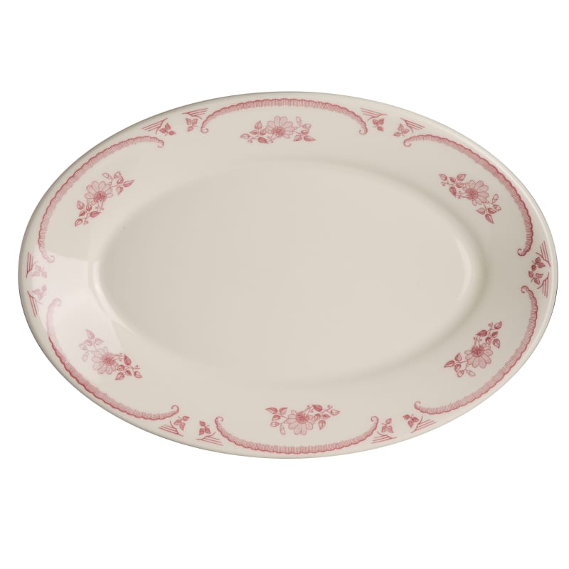 Homer Laughlin Ivory American Rose Rose Rolled Edge Oval Platter L 11.75" W 8.0" 12/Case