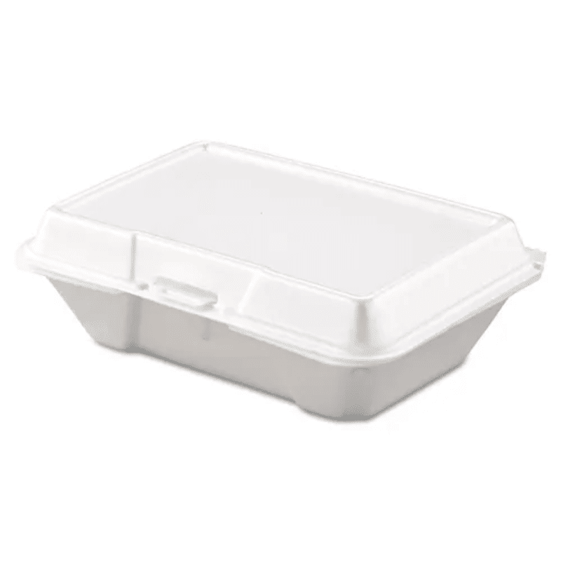 Dart 205HT1 Foam Hinged Lid 9 X 6 X 3 Containers, 1-Compartment, White, 100/Pack, 2 Packs/Carton