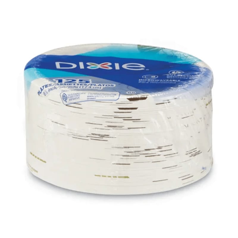 Dixie UX7WSPK Pathways Soak-Proof Shield Mediumweight Paper Plates, WiseSize, 6.88" dia, Green/Burgundy, 125/Pack