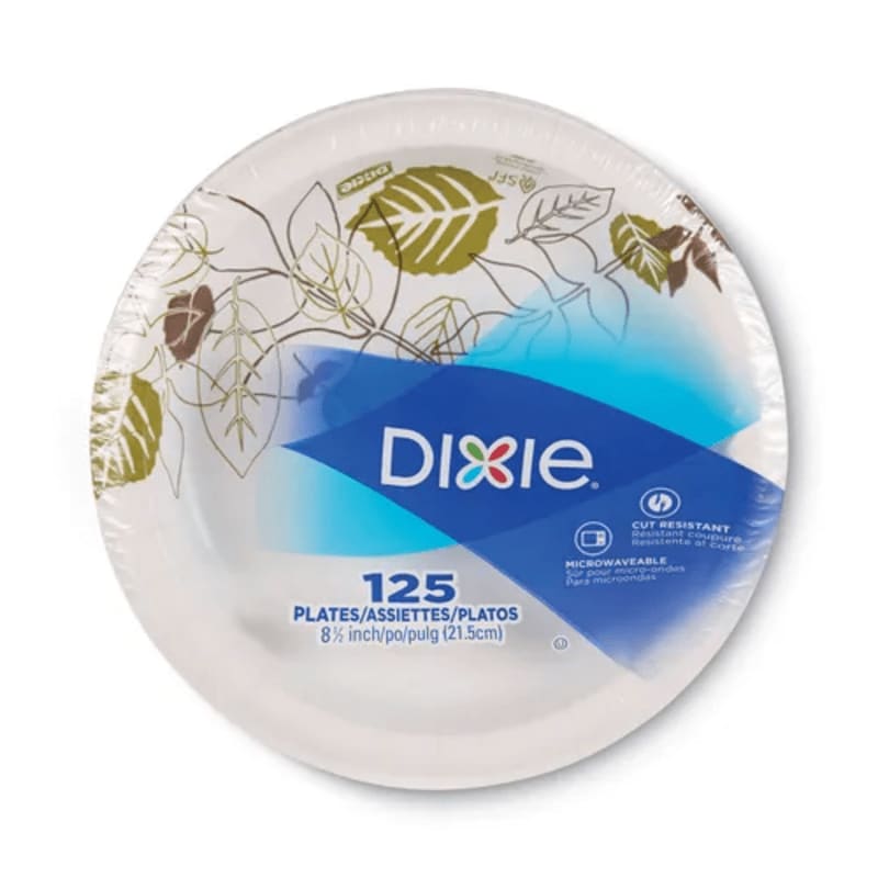 Dixie UX9WSPK Soak-Proof Shield Mediumweight Paper Plates, WiseSize, 8.5" dia, Green/Burgundy, 125/Pack