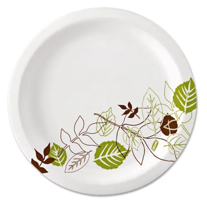 Dixie SXP10PATH Pathways Soak Proof Shield Heavyweight Paper Plates, WiseSize, 10.13" dia, Green/Burgundy, 500/Carton