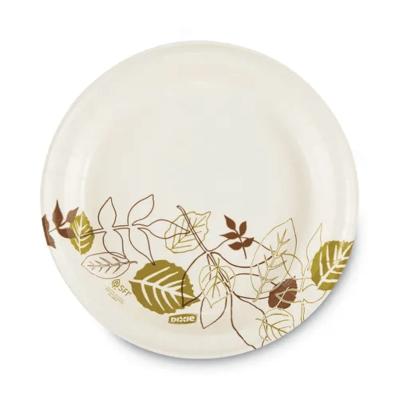 Dixie UX9WS Pathways Soak-Proof Shield Mediumweight Paper Plates, WiseSize, 8.5" dia, Green/Burgundy, 125/Pack, 4 Packs/Carton