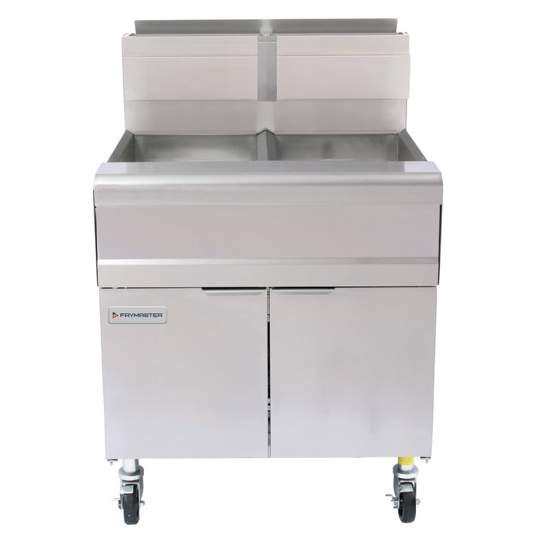 Frymaster MJ250 100 lb. Open-Pot Natural Gas Floor Deep Fryer, 2-Pot, w/ Millivolt Controller