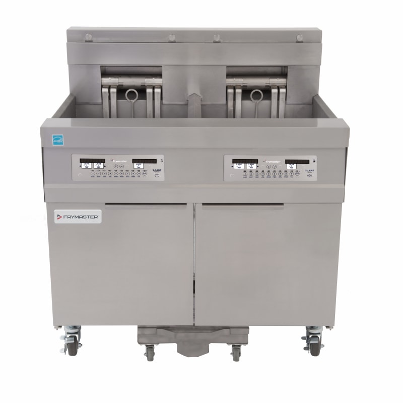 Frymaster 21814EF 120 lb. Open-Pot Electric Floor Deep Fryer, 2-Pot, 208V/3-Phase, w/ CM3.5 Controller