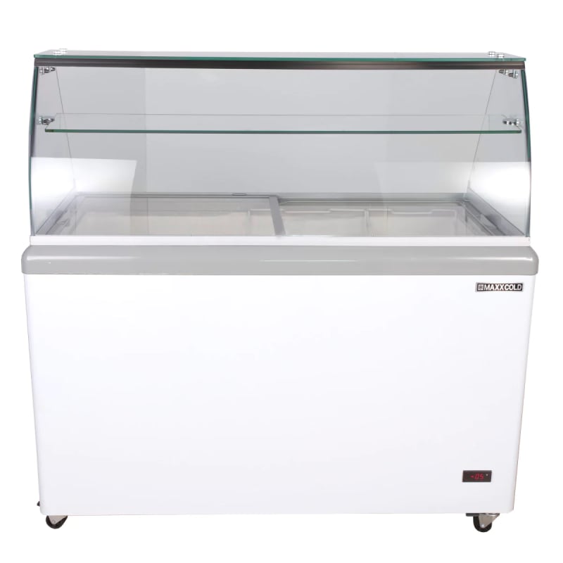 Maxx Cold MXDC-8 White 11 Cu.Ft. Ice Cream Dipping Cabinet with Glass Canopy, 115V