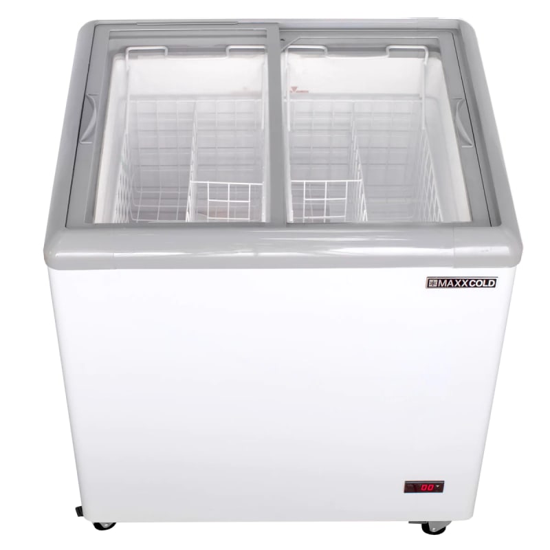 Maxx Cold MXF31F White 5.8 Cu. Ft. Mobile Ice Cream Display Freezer, 115V