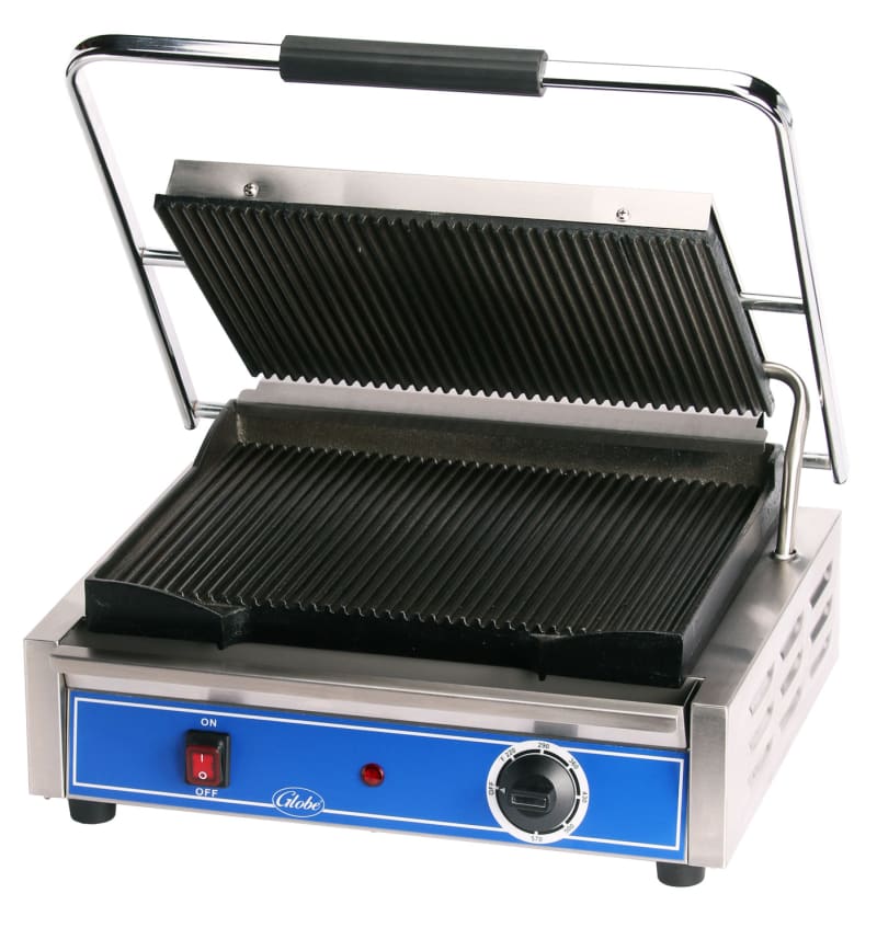 Globe GPG1410 Grooved Plate Mid-Size Electric Sandwich Grill - 120V, 1PH