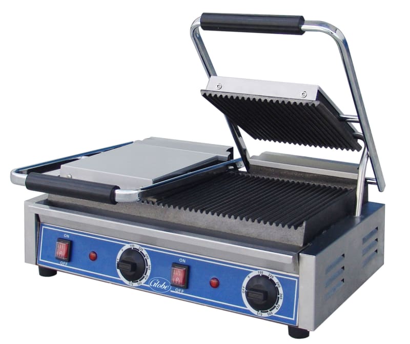 Globe GPGDUE10 Double Grooved Plate Electric Sandwich Grill - 240V,