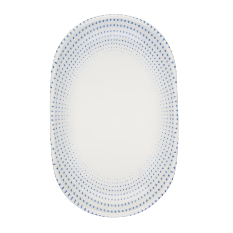 Mikasa 5316069 Azure Harmony Blue 13.125" x 8.444" Oval Blue Coupe Rim Platter