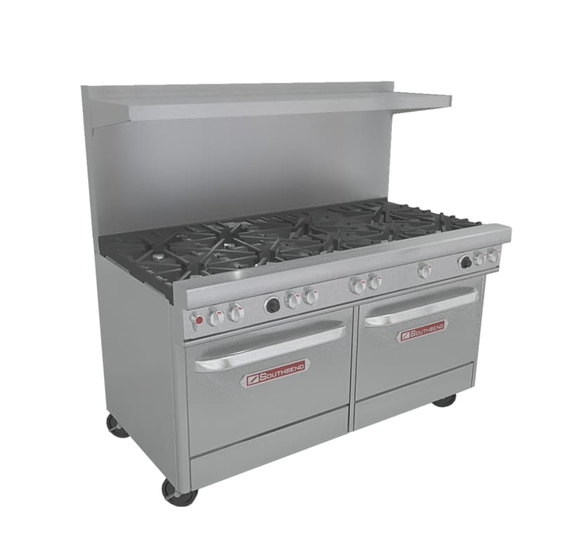 Southbend 4604AC-6L 60" Ultimate Range with Standard Grates, (3) Front Left Star/Sauté Burners, (2) Rear Left Pyromax Burners, (2) Front Right Star/Sauté Burners, (2) Rear Right Open Burners, Convection Oven, and Cabinet Base, LP Gas