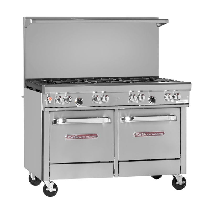 Southbend 4484EE-2TL 48" Ultimate Range with Standard Grates, (2) Front Star/Sauté Burners, (2) Rear Open Burners, Left-Hand Thermostatic Griddle, and (2) Space-Saver Ovens, LP Gas
