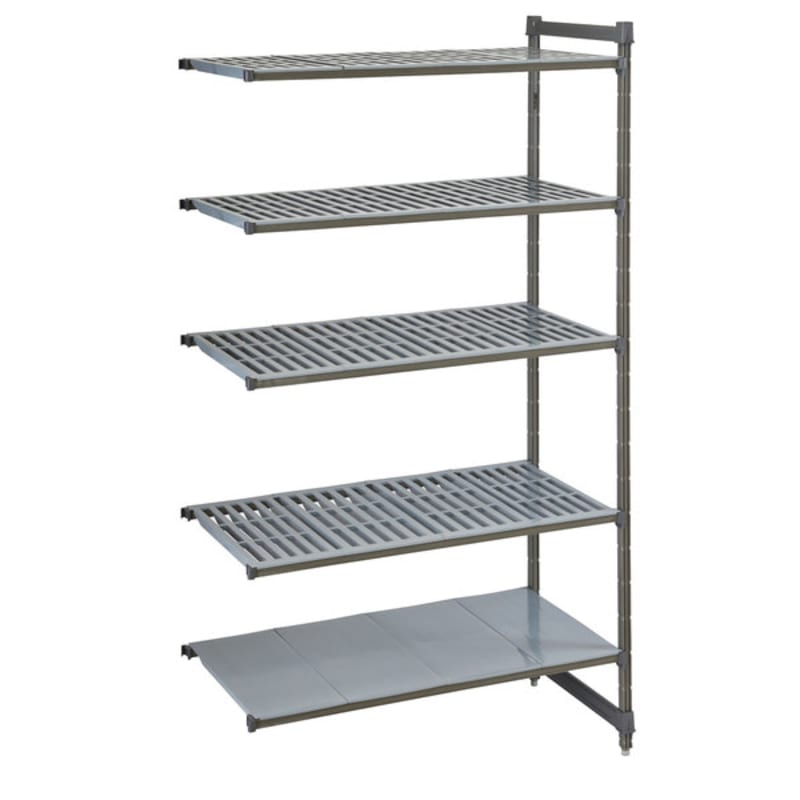 Cambro CBA183684VS5580 Camshelving Basics Plus Add On Unit with 4 Vented Shelves and 1 Solid Shelf - 18" x 36" x 84"