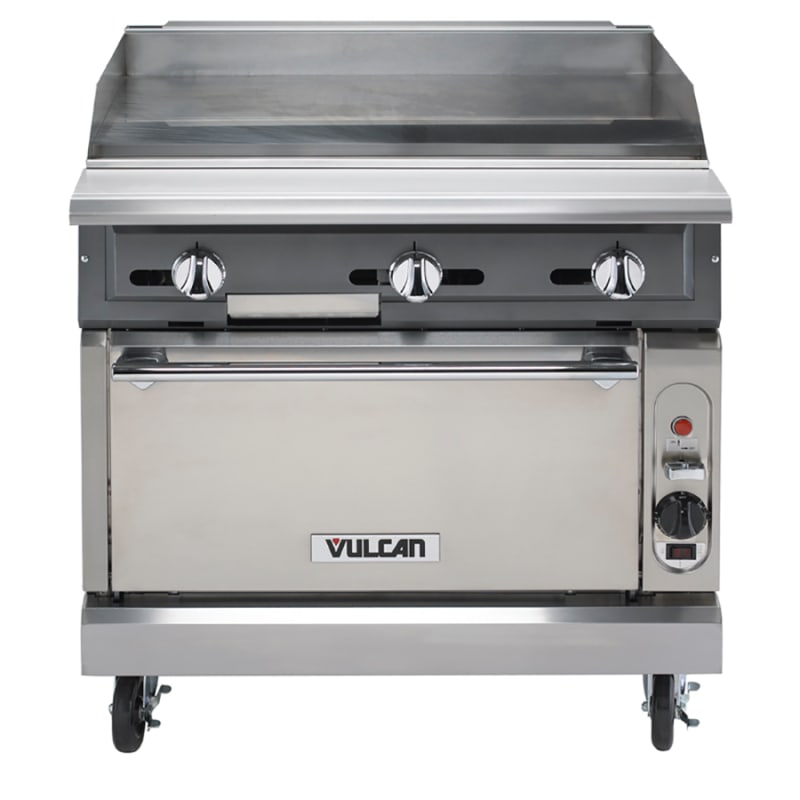 Vulcan VGM36B 36" Heavy-Duty Griddle Range with (3) Burners and Cabinet Base, LP Gas