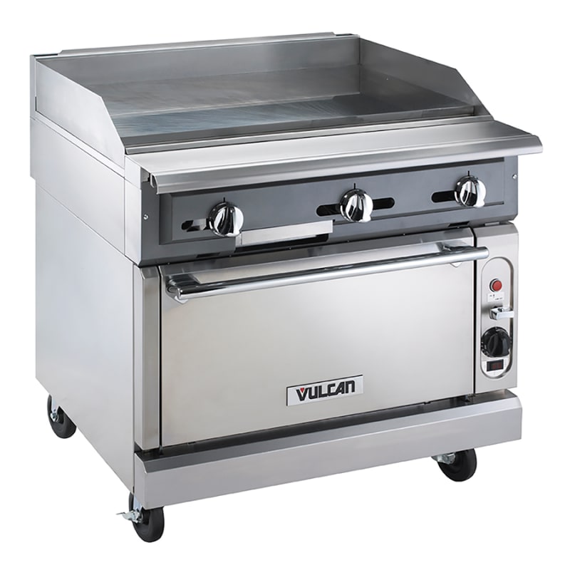 Vulcan VGMT36S 36" Heavy-Duty Griddle Range with (3) Burners, Thermostatic Controls, and Standard Oven, Natural Gas