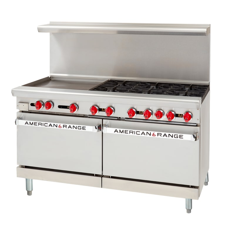 American Range AR-24G-6B-CL-126R 60" Griddle Range with (6) Open Burners, Convection Oven, and Standard Oven, LP Gas